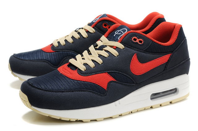 Mens Nike Air Max 87 Premium Dark Blue Red Shoes - Click Image to Close